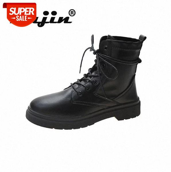 fujin women boots black soft leather comfortable ankle boots riding motorcycle fashion boot shoes booties for women #dy2z
